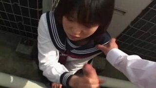 Japanese schoolgirl deep-throats shaft Uncensored