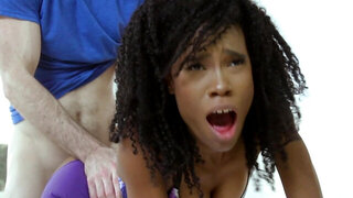 Ebony babe with a tight body screws her yoga instructor