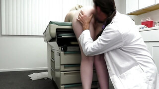 Blonde girl is stripped and fucked by a kinky doctor