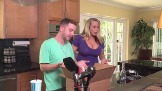 Guy fucks busty stepmom before leaving for college