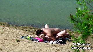 Young German Teen Couple voyeur in sex on the hamburg beach