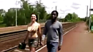 French doll tears up african in the car and bus stop