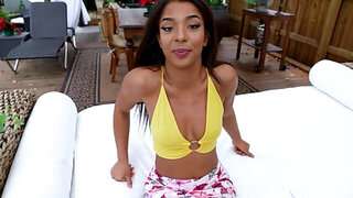 The attractive Latina is surprised with a big thick cock