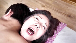 Japanese granny with an old hairy pussy experiences big cock