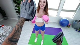 Dude punching down to enjoy hard sex with Harley Love