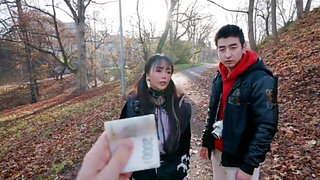 Japanese traveler ends up taking white cock in POV
