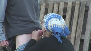 Babushka getting fucked in the backyard, full force