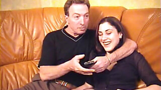 French black-haired with oldman