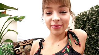 Risk taking stepsister gives him a great handjob too