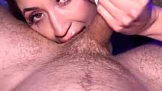 Busty bimbo with a shaved pussy banged in POV