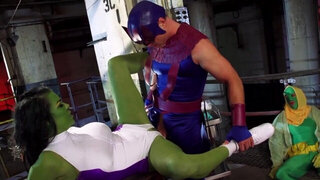 Diana DeVoe getting banged by a super hero in a parody