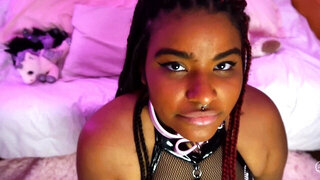 Busty ebony babe Miss Estigia is ready for a wax