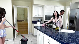 Stepdaughter gets fucked and the wife loves seeing it