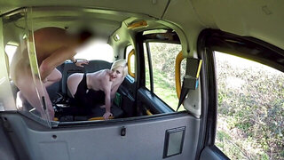 Petite blonde with short hair is fucked in the taxi