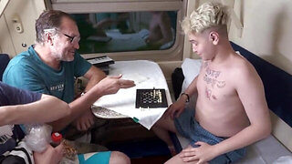 Sweet redhead teen cheats on her cuckold BF on the train