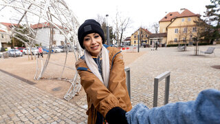 Heart stopping sexy brunette with little tits and a hungry pussy