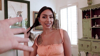 Teeny tiny brunette with nice body gets fucked silly