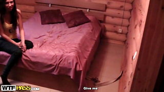 Cool party sex scene with hot brunette