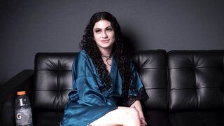 Lydia Black is tied up and tormented on the sofa