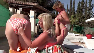 Orgy with old whores who want to devour pussy for real