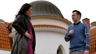 Mature lady is a kinky fucking sniffer.. gets punished for it