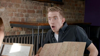 Guy comes to a blind date and receives blowjob under the table