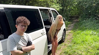 Curly haired loser sees his GF cuckolding him hard