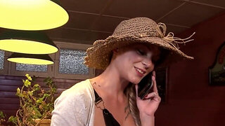 Chick with left nipple piercing fucked in both holes