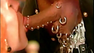Pierced shrieking with lots of genital and nip piercings