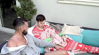 Teen and his stepdad are bonding by jerking off and more