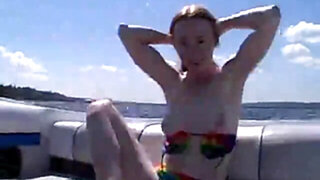 Original unshaved redhead fuckin on boat