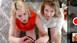 Horny blondes tempt male friend into spontaneous threesome