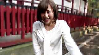 Shy Japanese cutie gets fingered in hot spring POV