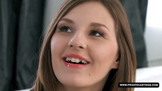 Amateur brunette Alice fucking with bald friend