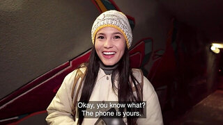 Public pleasure with a girl in a slutty red bodysuit