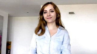 Cute girl with nice breasts is going to be teasing HARD