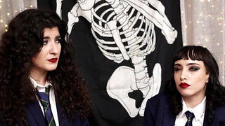 A couple of women are getting fucked in a parody