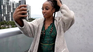 Ebony babe with natural tits is taking on a BBC