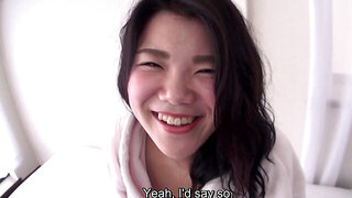 Japanese babe is getting measured after the intereview