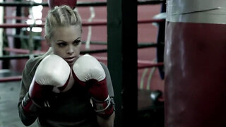 Boxer girl gets off on hitting th bag and wants sex with trainer