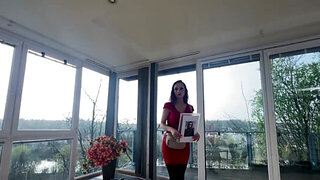 Cute MILF with big nipples looks sexy in her black tights