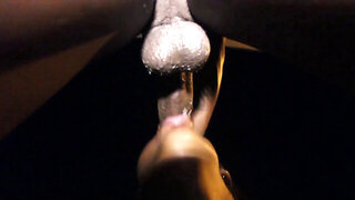 Busty Indian beauty sucks thick BBC outdoors at night