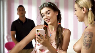 Blonde minx lures friend with big dick into spontaneous affair