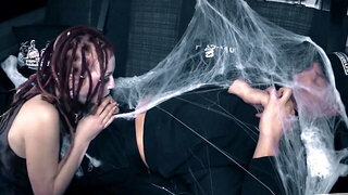 Dirty girl blows a guy and gets spanked while sucking it