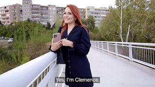 Redhead cutie Clemence Audiard is excited to fuck outdoors