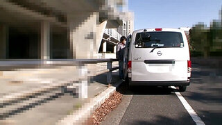 Old Japanese lady fucks hard dick while in the woods