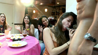 Stripper cocks disappear into amateur mouths at a crazy party