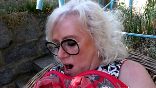 Busty Mature in Stockings Rides and Sucks Young Cock Outdoors