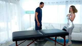 Blonde with curves is oily and ready to get claimed