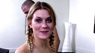 Sweet blue-eyed babe Taylor dominated by a tall dude